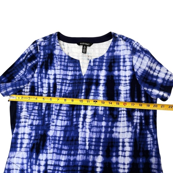 ELLEN TRACY Blue and White Tie-Dye casual Dress size large - Picture 3 of 5